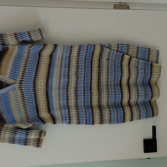 Simkhai Solana French Blue Ribbed Collared Knit Body Cone Preppy Knee Dress XL - Picture 6 of 12